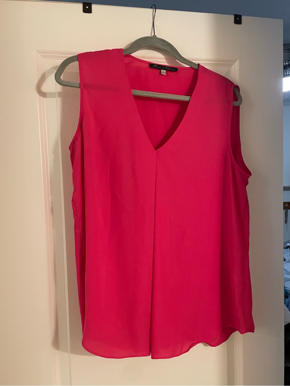 Rose & Olive Hot Pink V-Neck Sleeveless Top